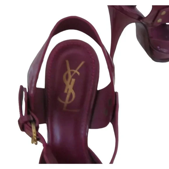 Yves Saint Laurent Rive Gauche Patent Leather Slingback Shoes in Plum 8 1/2M - Picture 4 of 9